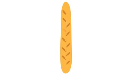 A simple, illustrative image of a golden-orange baguette, highlighted against a pure white background.