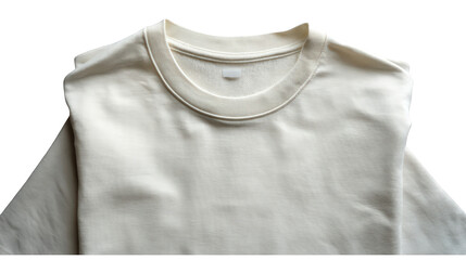 Cream-Colored Folded Sweatshirt with Ribbed Collar and Soft Texture.