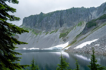 Mount Baker Pacific Northwest, Snow-Capped Mountain with Alpine Lakes and Scenic Landscape