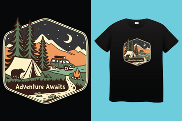 camping illustration desert graphic cactus design landscape badge adventure vintage outdoor