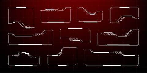 Obraz na płótnie Canvas Futuristic hud design for game interface. Digital display panel elements. Virtual reality infographic components with copy space.