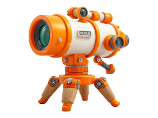 Colorful Vintage Telescope Isolated on Transparent Background