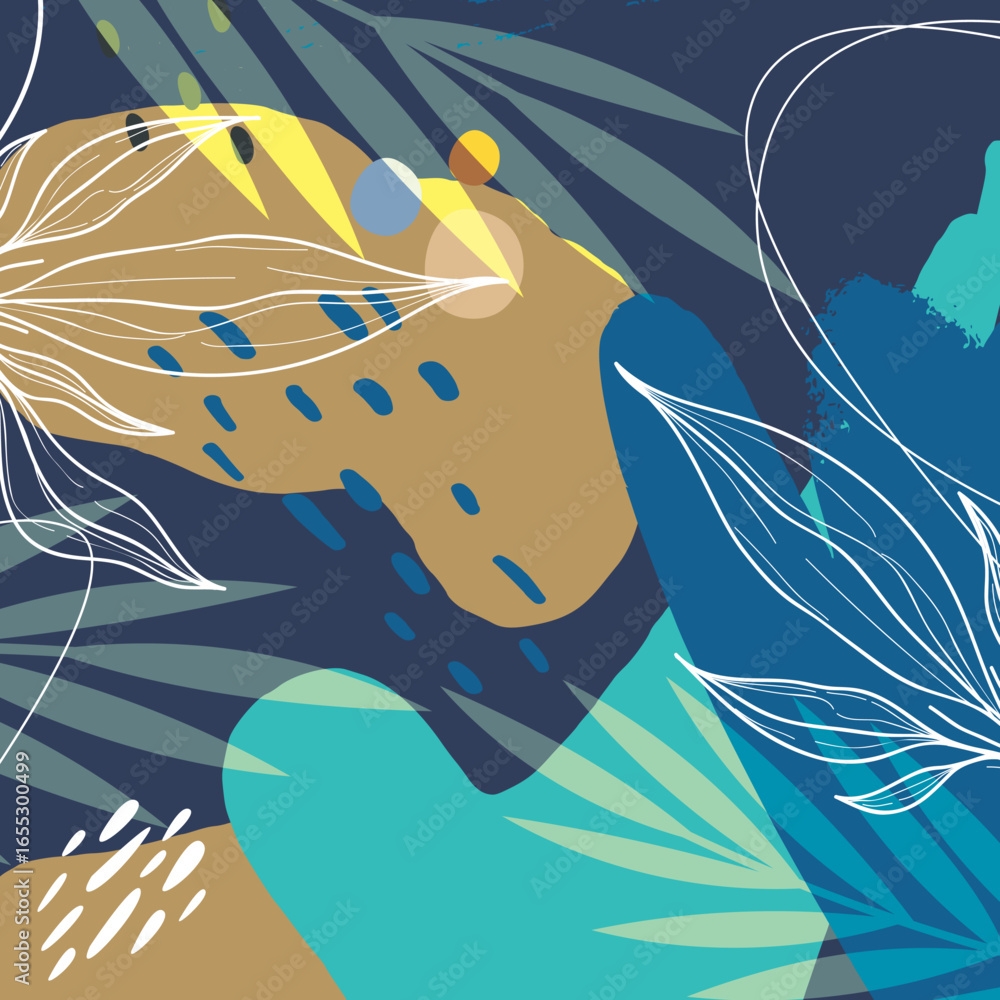 Poster leaves with different color mixed abstruct background vector design