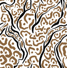 Leopard, zebra and giraffe pattern design. Hand drawn leopard zebra and giraffe pattern design. For textile and print. White and coffee color.
