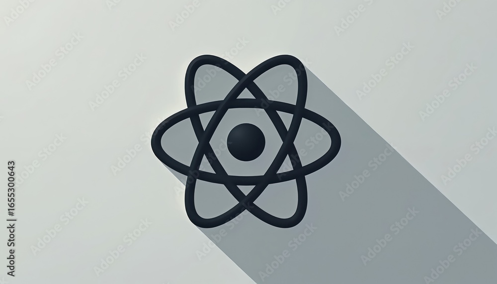 Poster abstract atom icon science technology energy physics. clean modern flat graphic design with long sha