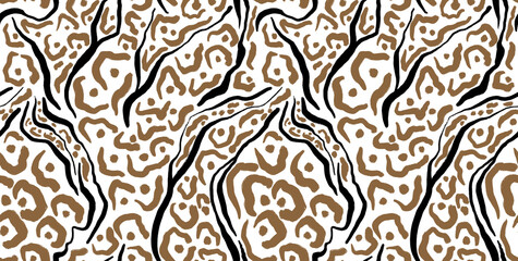 Leopard, zebra and giraffe pattern design. Hand drawn leopard zebra and giraffe pattern design. For textile and print. White and coffee color.