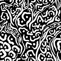 Leopard, zebra and giraffe pattern design. Hand drawn leopard zebra and giraffe pattern design. For textile and print. Black and white.