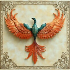 Fototapeta premium Ornate, three-dimensional depiction of a mythical bird.