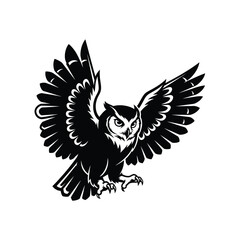 Fototapeta premium Majestic Owl in Flight A Stunning Black and White Illustration Depicting Wisdom and Grace