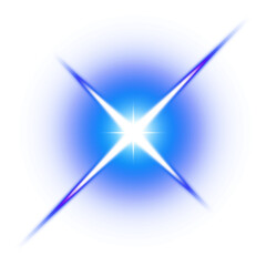 Blue glowing star flare with transparent background
