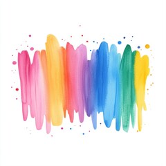 Vibrant Watercolor Stripes with Colorful Splashes on White Background