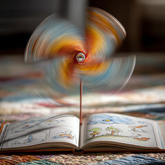 Whimsical Pinwheel Above Storybook