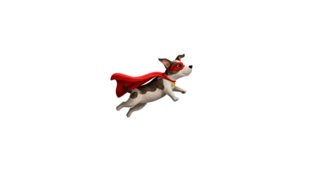 Superhero Dog Flying in Cartoon Style