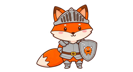 Whimsical Knight Fox Cartoon