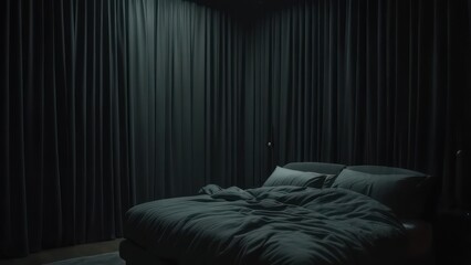Dark, moody bedroom interior