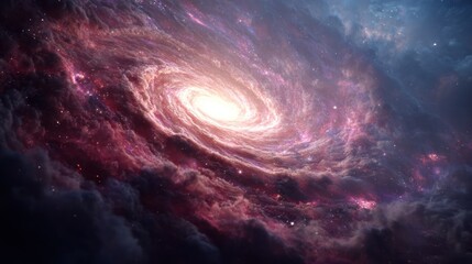Obraz premium A swirling galaxy, awash in cosmic dust and radiant light, against a backdrop of deep space