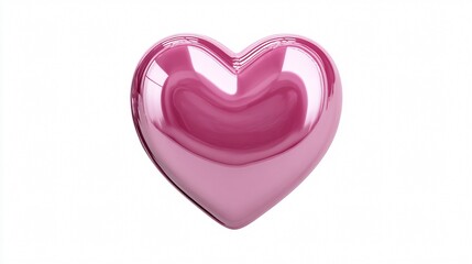 Glossy Pink Heart Icon with Shiny Surface - Romantic Love Symbol Design