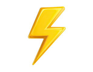 Bright yellow lightning bolt graphic