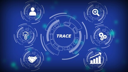 Digital network with icons for people ideas search gears growth and handshake on blue background technology