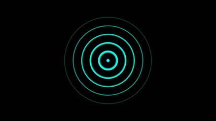 Glowing Cyan Concentric Circles on Black Background abstract