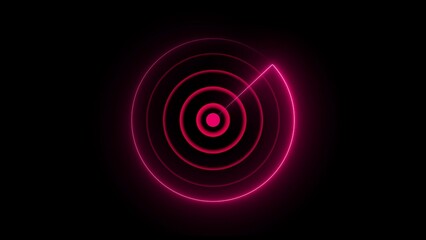 Neon Pink Radar Screen Display with Concentric Circles and Sweep Line sonar technology