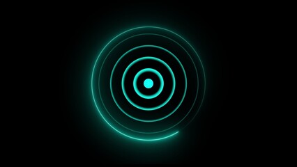 Glowing Cyan Concentric Circles on Black Background ring