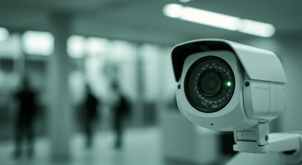 Security camera monitors activity in a public space, providing surveillance and peace of mind. Enhancing safety and deterring potential threats.