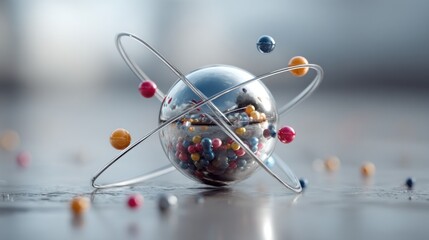 Abstract atomic model with colorful particles