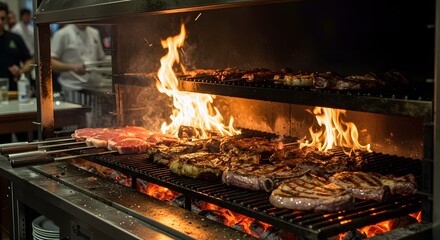 "Traditionelle Parrilla in Uruguay mit gegrilltem Fleisch"