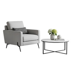 Modern Armchair and Round Coffee Table Interior Design