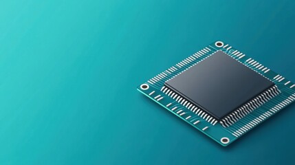 Modern Microchip on Blue Background with Clean and Minimalistic Design