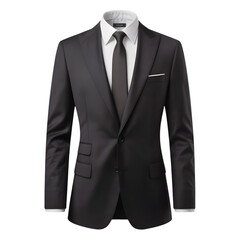 Sharp modern black suit with crisp white shirt and tie perfect for professional success