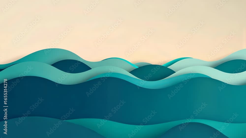 Aufkleber oceanic rhapsody: an abstract representation of ocean waves in varying shades of blue and teal, crea
