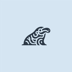 Abstract dugong logo in clean and modern minimalist design.