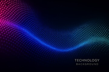 Futuristic abstract technology background with glowing dots creating a dynamic wave pattern for modern designs and innovative digital presentations