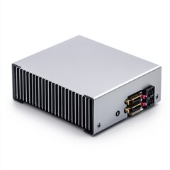 Compact Silver Metal Computer Case with Cable Ports and Air Vents