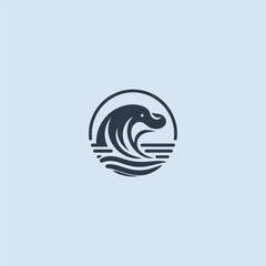 Abstract dugong logo in clean and modern minimalist design.