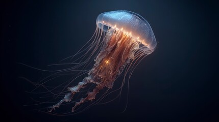 Fototapeta premium Bioluminescent jellyfish underwater
