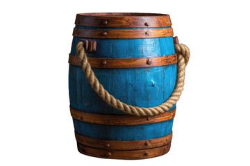 Obraz premium Antique wooden barrel with rope handle