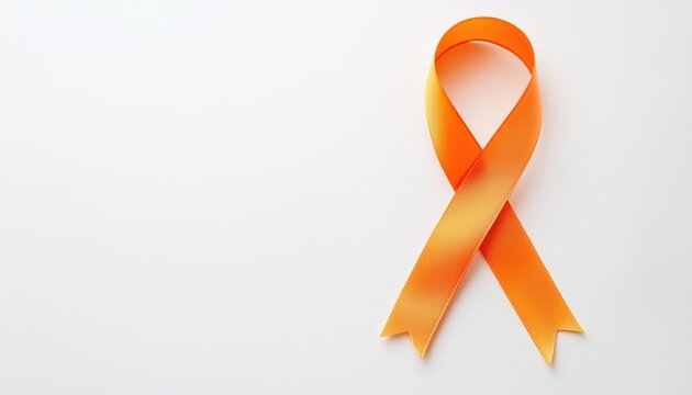 Adhd Awareness Month In October: White Screen With Orange Ribbon. Campaign For Mental Health Awareness With Digital Image Creation.