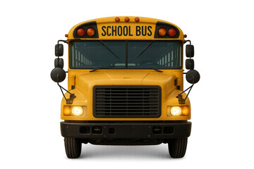 Fototapeta premium Realistic school bus illustration isolated on transparent background, classic yellow vehicle symbol for back to school season and academic design use