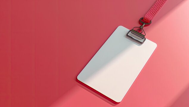 Blank ID Badge, Red Background, Sunlight, Conference