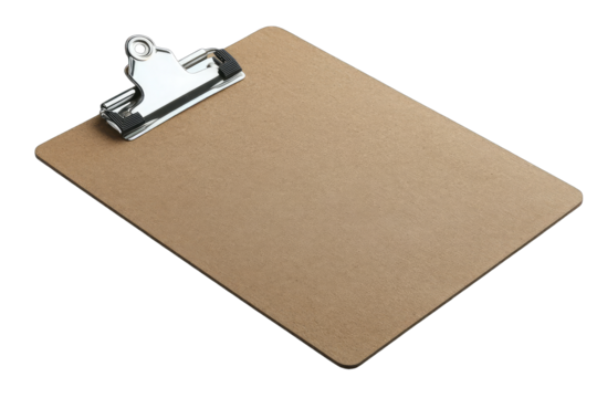 Closed clipboard, light brown cardboard