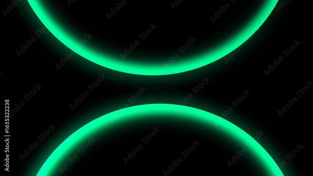 Poster this image features two luminous green circular shapes against a stark black backdrop, creating a se