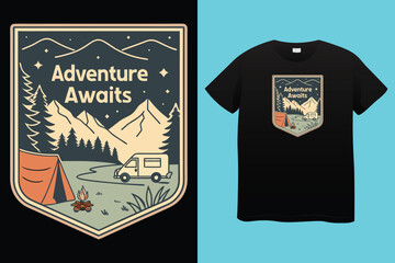 camping illustration desert graphic cactus design landscape badge adventure vintage outdoor