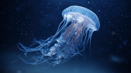 Glowing jellyfish underwater
