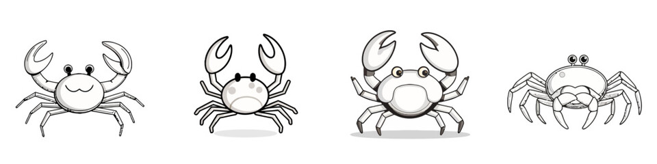Obraz premium Charming cartoon crabs with expressive eyes and claws create a delightful collection for your coastal or aquatic designs.
