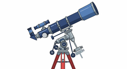 Fototapeta premium Illustration of a Refractor Telescope on a Tripod for Stargazing and Astronomy Exploration