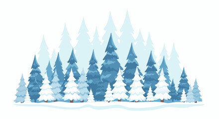 Obraz premium Stylized Winter Forest Scene in Varied Blue and White Tones Illustrating a Peaceful and Frozen Landscape Depicting Evergreen Trees with Snow Accents