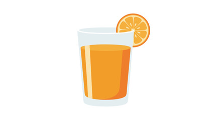 Refreshing Orange Juice Glass with Slice Accent: A Vibrant Beverage Illustration for Healthy Lifestyle Visualization